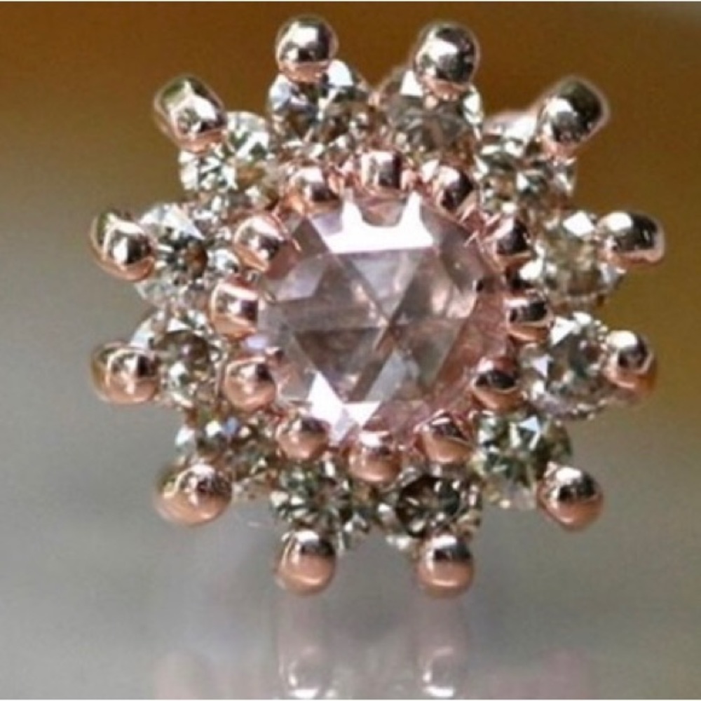 BVLA Threaded End - 6 mm The Rose - 13 diamonds set in 14kt Rose Gold